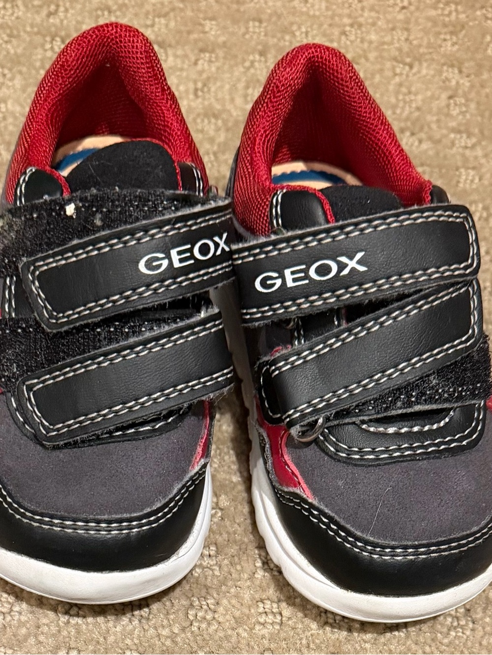 Geox Kids Black and Red Hook-and-Loop Sneakers